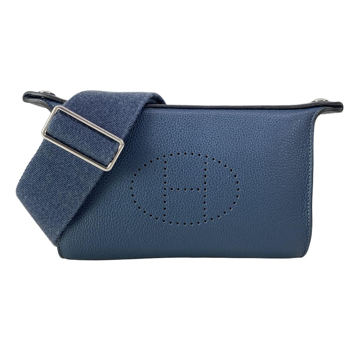 【中古】HERMES(エルメス) ヴィドポッシュ ショルダーバッグ しろがね色金具 ブルードプリュス
