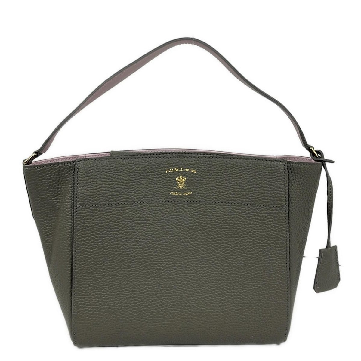 【中古】AccessoiresDeMademoiselle(ADMJ)(アクセソワ・ドゥ・マドモワゼル) ハンドバッグ グレーベージュ レザー