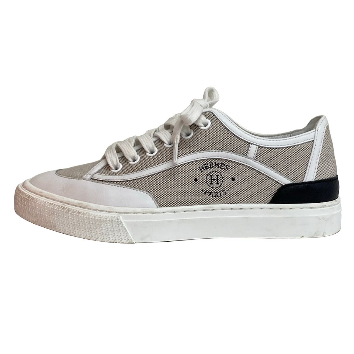 【中古】HERMES(エルメス) ゲット スニーカー ベージュ×白×黒 レザー 40,269円