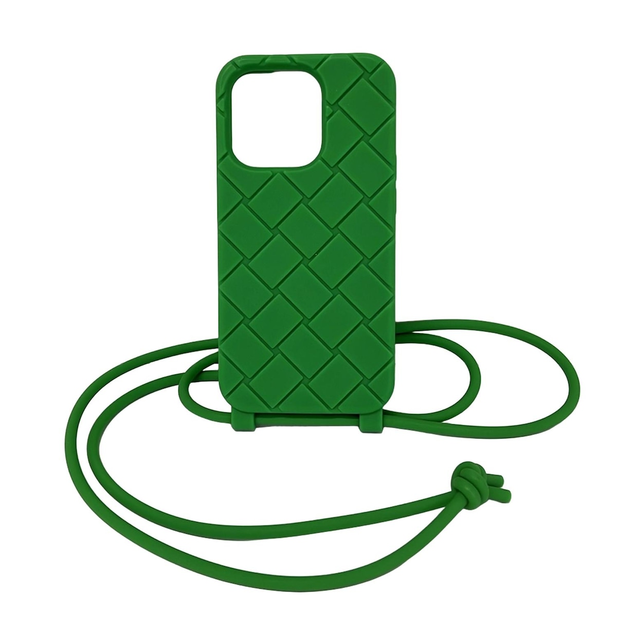 【新着】【中古】BOTTEGA VENETA(ボッテガヴェネタ) マキシイントレチャート 携帯電話ケース ストラップ付き/スマホケース グリーン