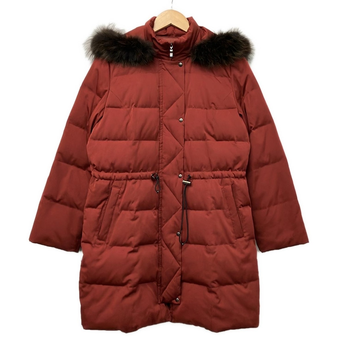 【新着】【中古】Leilian(レリアン) ダウンコート 長袖/ジップアップ/フード着脱可/冬 レッド