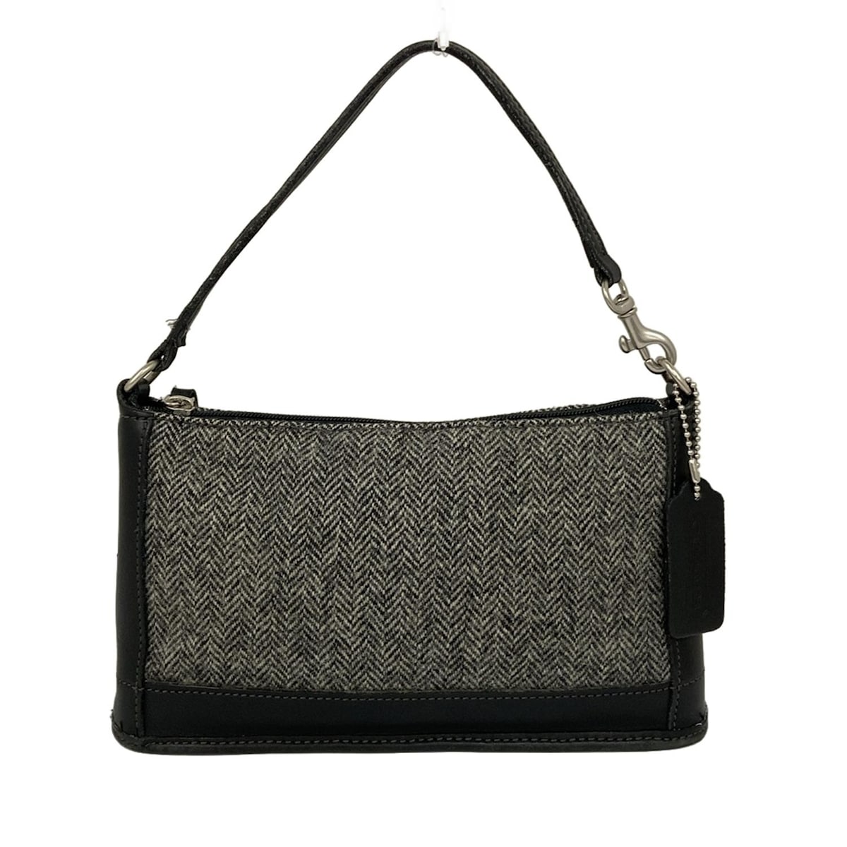 【新着】【中古】COACH(コーチ) ハンドバッグ ヘリンボーン グレー×黒 ウール、レザー