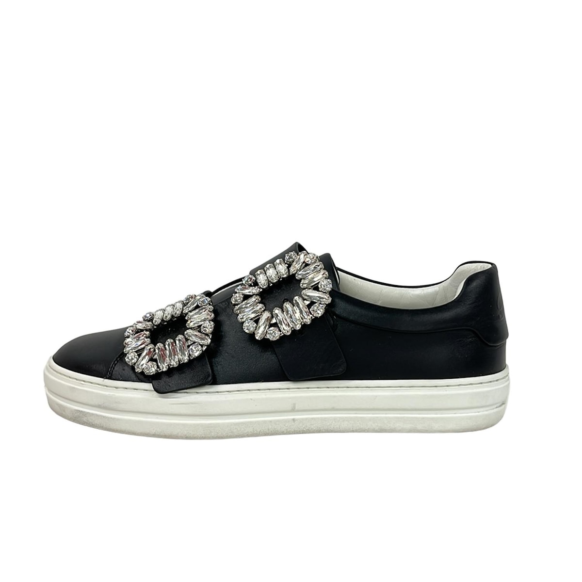 【中古】RogerVivier(ロジェヴィヴィエ) シューズ ビジュー 黒 レザー
