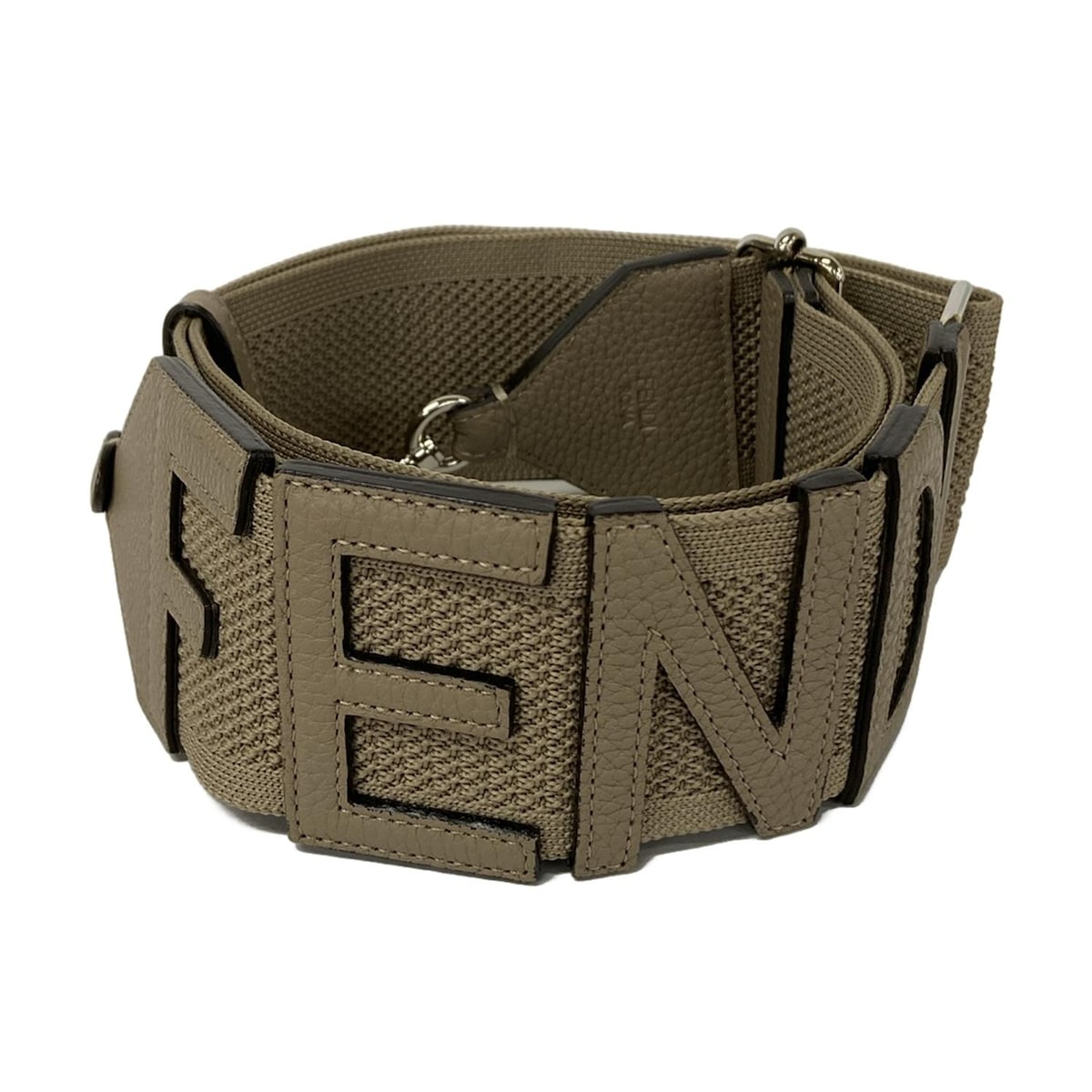 【新着】【中古】FENDI(フェンディ) ストラップユー ショルダーストラップ グレーベージュ×シルバー レザー