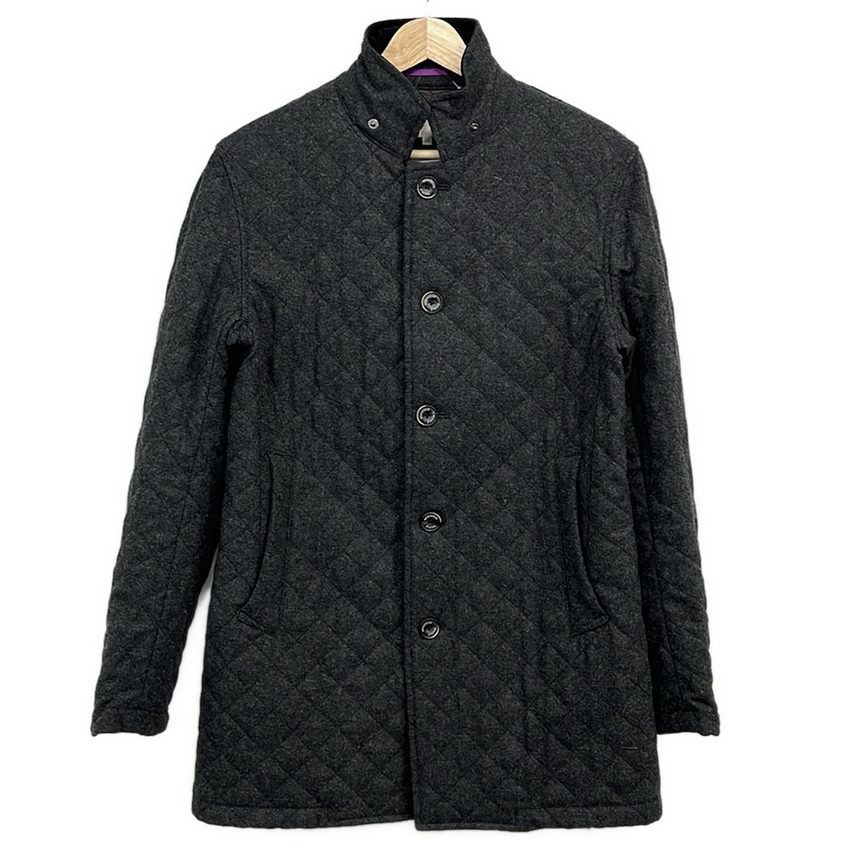 【新着】【中古】monsieur NICOLE(ムッシュニコル) コート 長袖/キルティング/秋/冬 グレー×黒