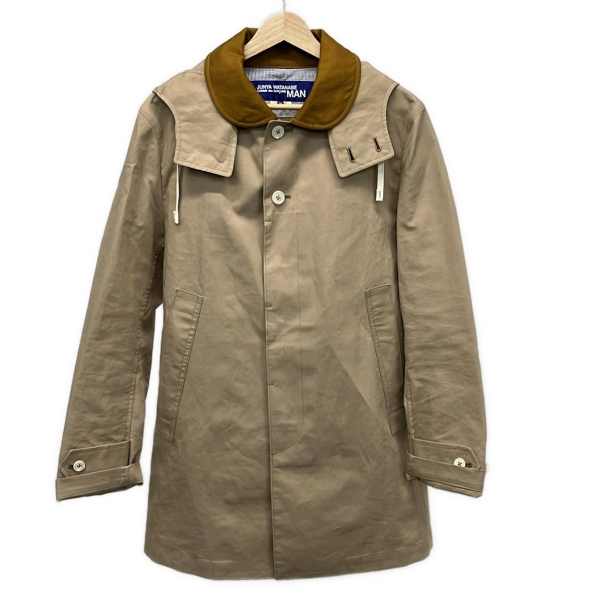 【中古】COMME des GARCONS JUNYA WATANABE MAN(コムデギャルソンジュンヤワタナベマン) コート 長袖/フード着脱可/春/秋 ベージュ×ライトブラウン