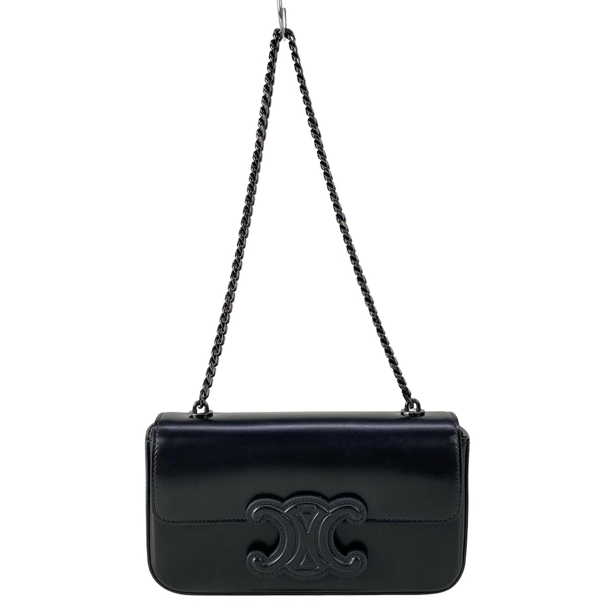 【新着】【中古】CELINE(セリーヌ) キュイルトリオンフ ショルダーバッグ チェーンショルダー 黒