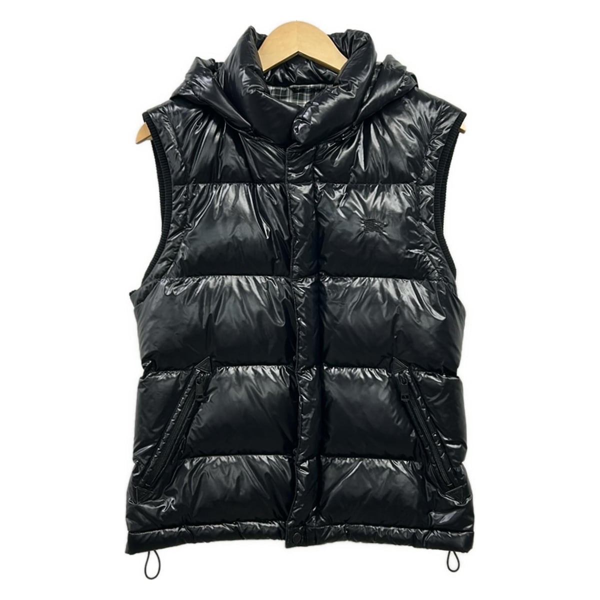 【新着】【中古】Burberry Black Label(バーバリーブラックレーベル) ダウンベスト ジップアップ/秋/冬 黒