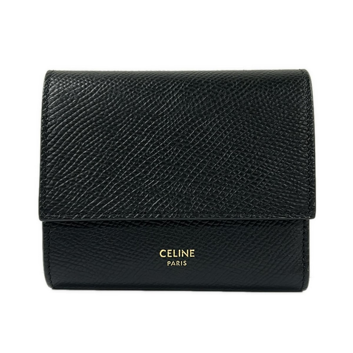 【新着】【中古】CELINE(セリーヌ) スモール トリフォールドウォレット 3つ折り財布 黒 レザー