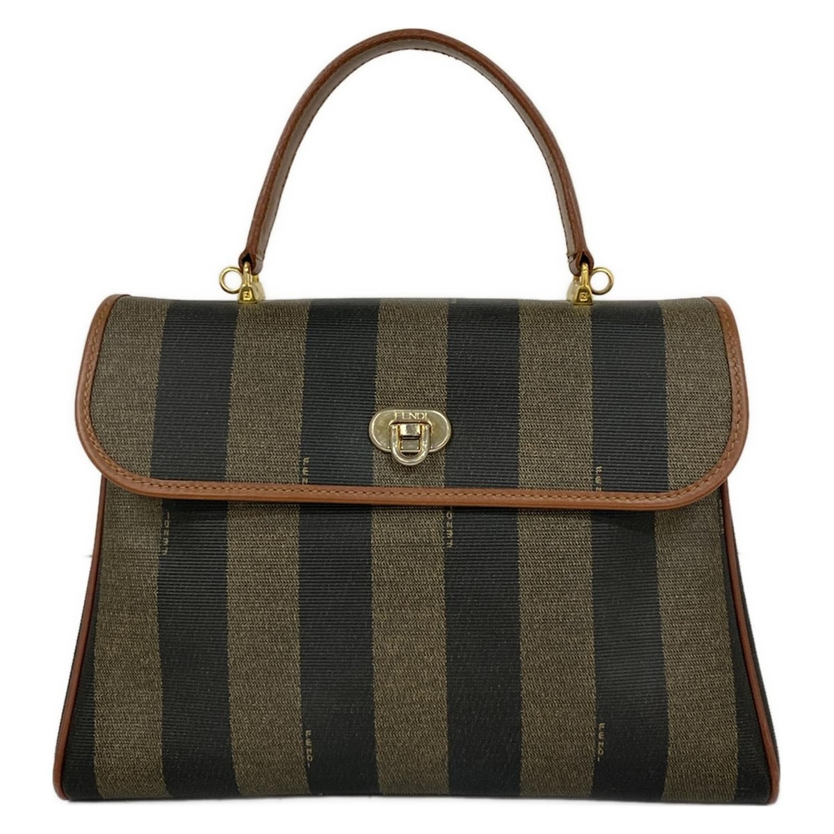 【新着】【中古】FENDI(フェンディ) ペカン ハンドバッグ 黒×ベージュ×ブラウン レザー