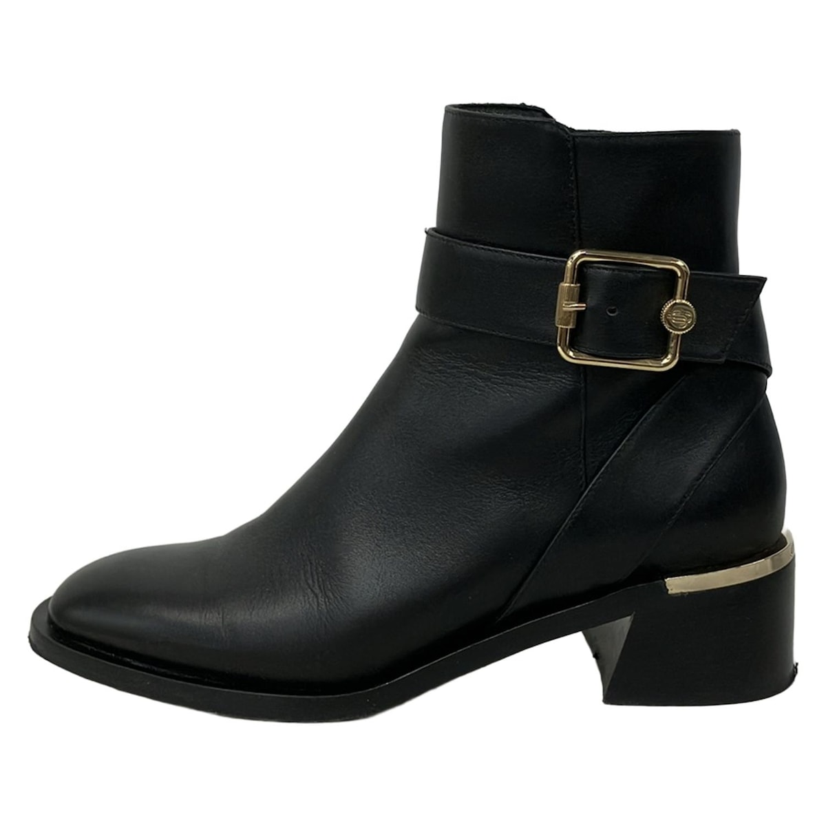 【中古】JIMMY CHOO(ジミーチュウ) ショートブーツ 黒 レザー｜ブランディア　店