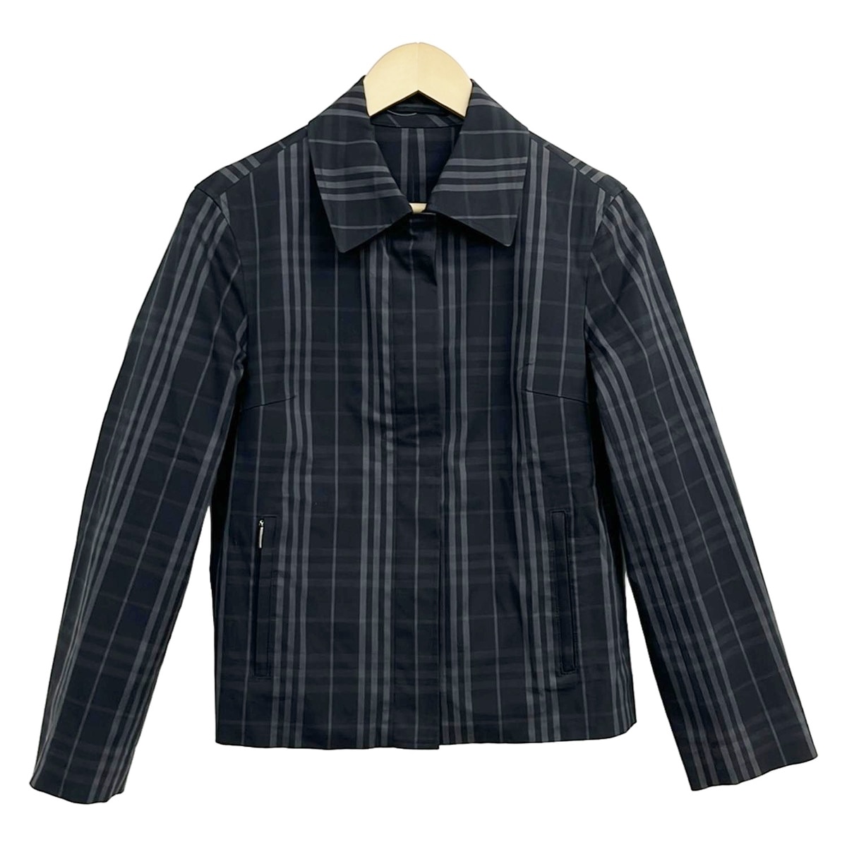 【新着】【中古】Burberry LONDON(バーバリーロンドン) ブルゾン 長袖/チェック柄/ジップアップ/春/秋 黒×グレー×ダークグレー