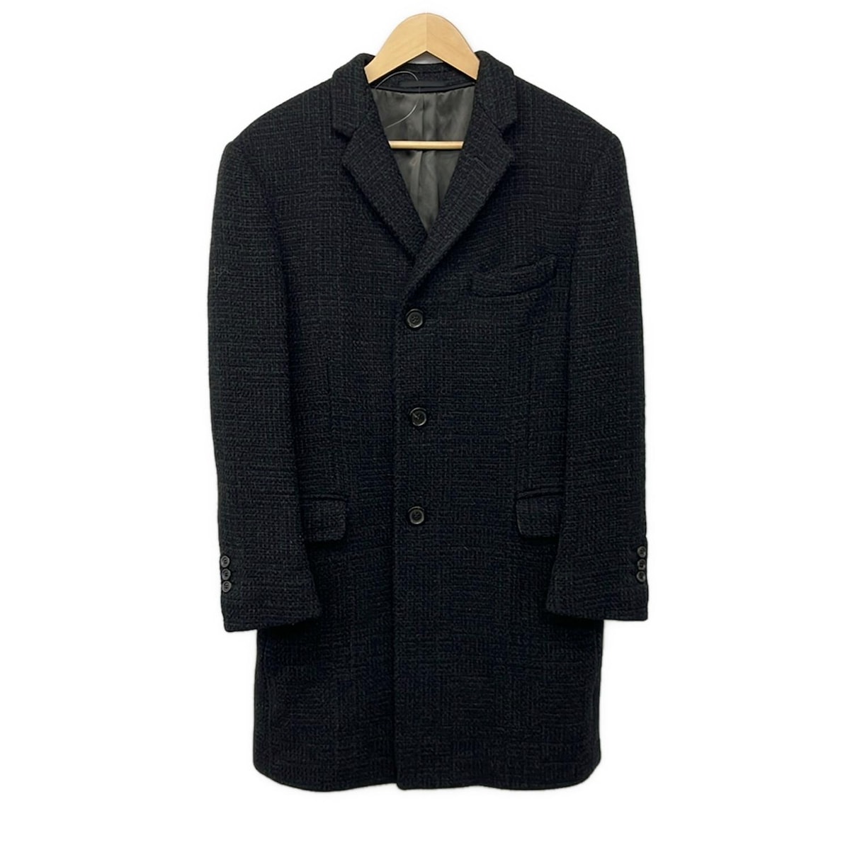 【中古】YvesSaintLaurent rivegauche (YSL)(イヴサンローランリヴゴーシュ) コート 冬物 ダークグレー×黒