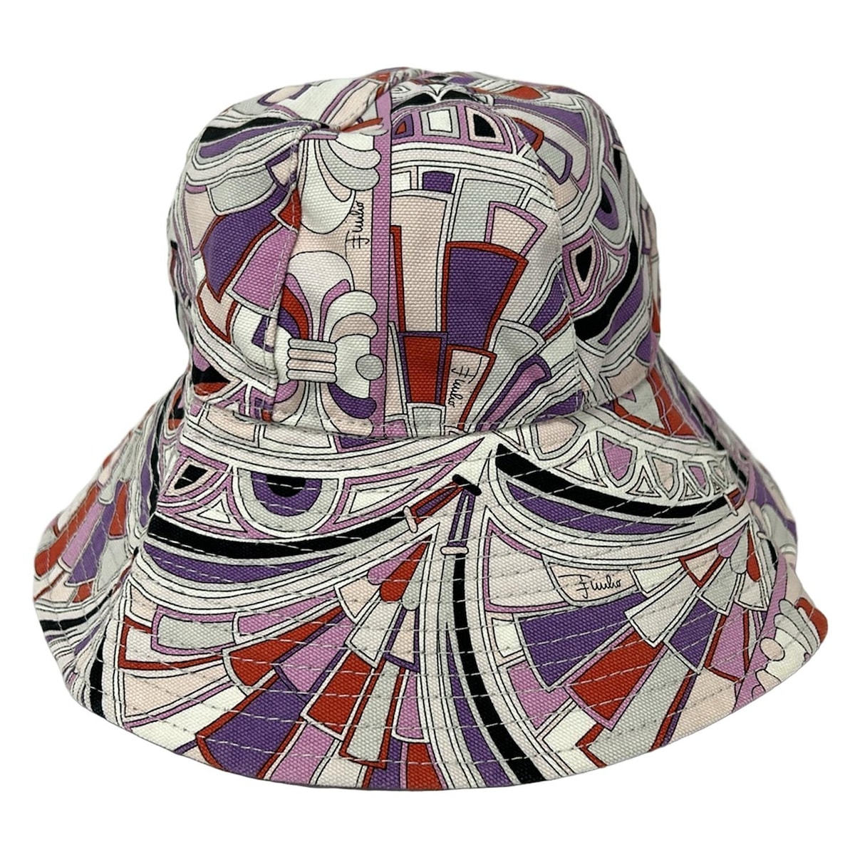 【新着】【中古】EMILIO PUCCI(PUCCI)(エミリオプッチ) 帽子 フチなしハット パープル×ピンク×マルチ コットン