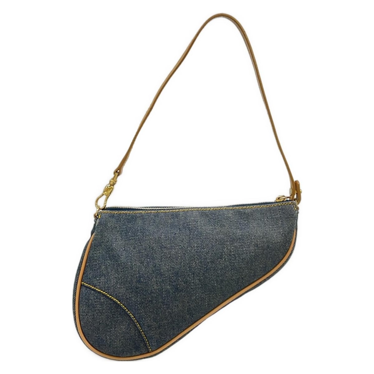 【新着】【中古】DIOR/ChristianDior(ディオール/クリスチャンディオール) サドルポーチ ハンドバッグ ネイビー×ブラウン レザー 52,448円