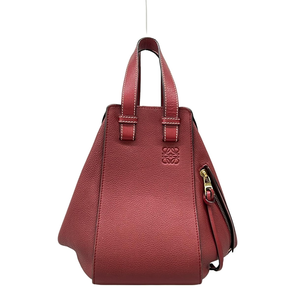 【新着】【中古】LOEWE(ロエベ) ハンモックバッグスモール トートバッグ ボルドー レザー