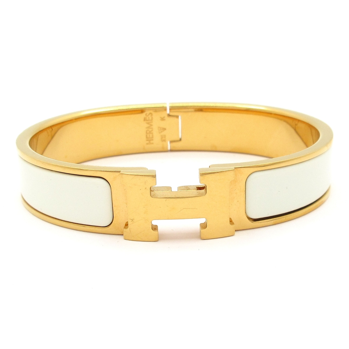 【新着】【中古】HERMES(エルメス) クリックH バングル ゴールド×白