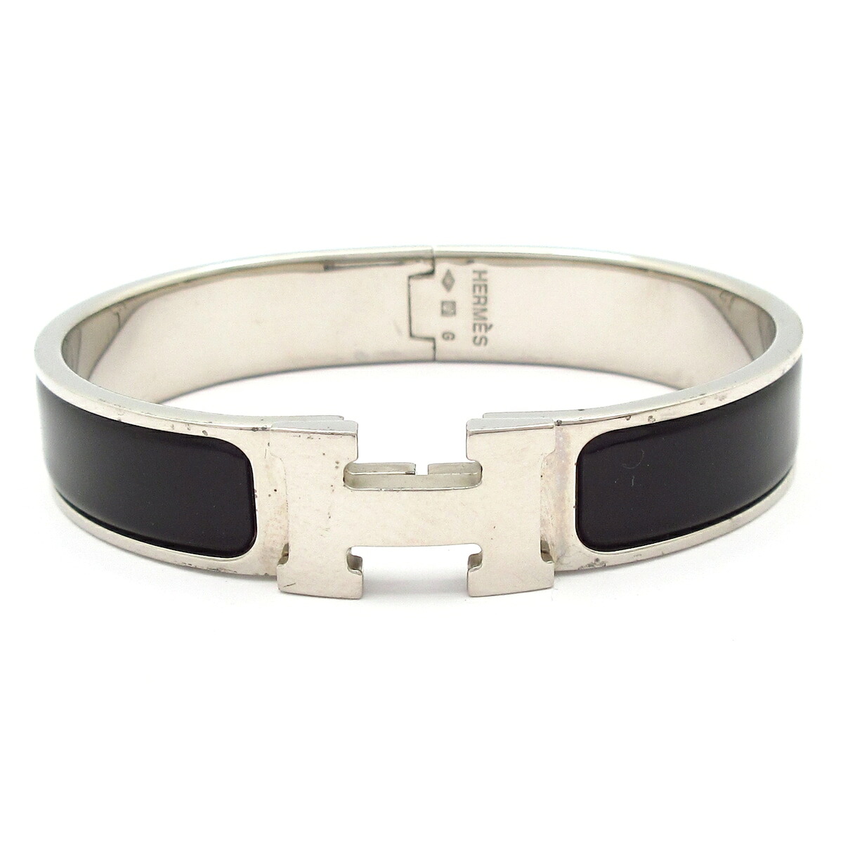 【新着】【中古】HERMES(エルメス) クリックH バングル シルバー×黒