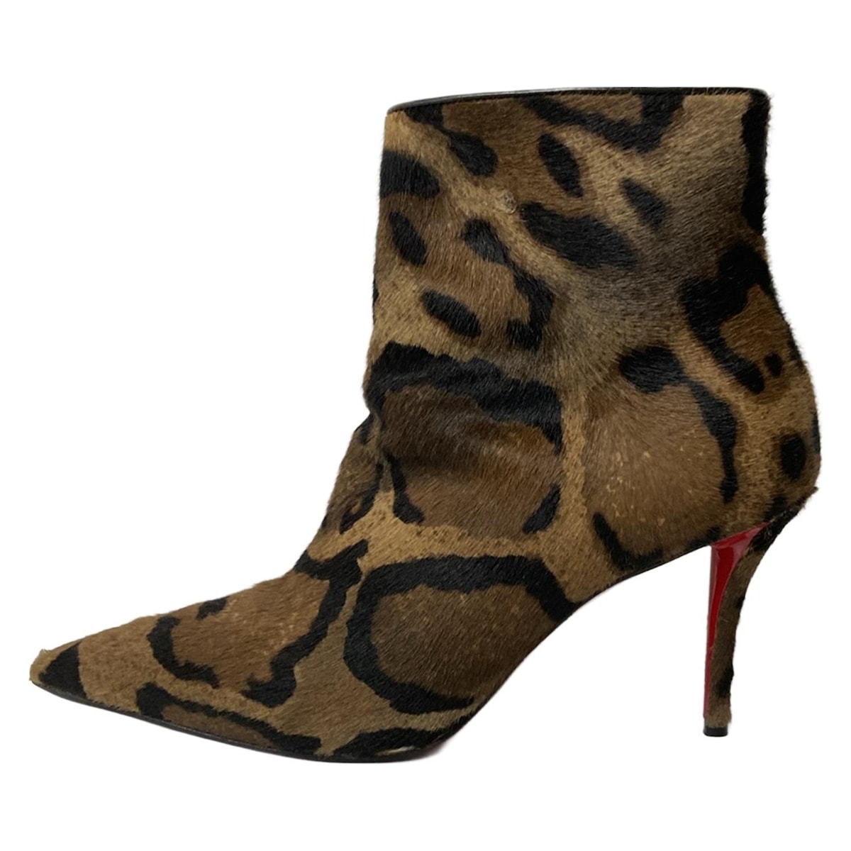 【中古】CHRISTIAN LOUBOUTIN(クリスチャンルブタン) ショートブーツ アウトソール張替済 ベージュ×黒×マルチ