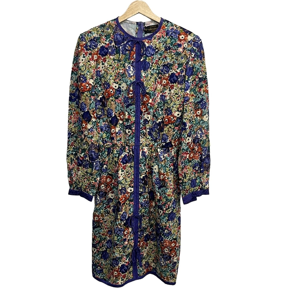 【中古】VALENTINO(バレンチノ) 衣裳 TESSUTO/花柄/長袖/ひざ丈 ブルーパープル×赤いこと×マルチ