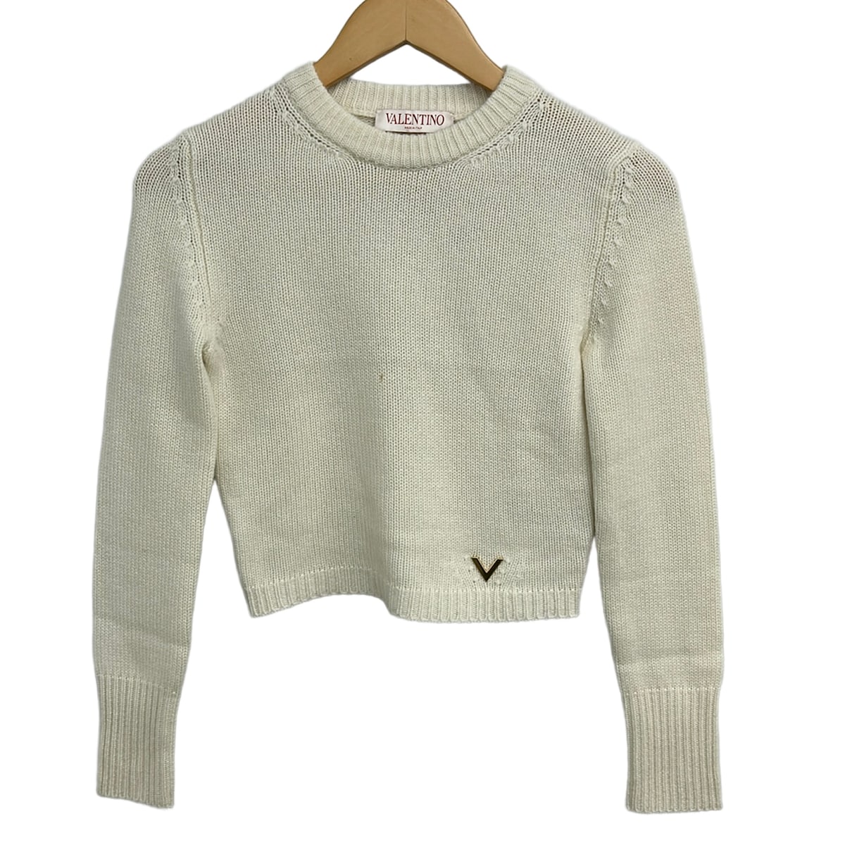 【新着】【中古】VALENTINO(バレンチノ) Vロゴ 長袖セーター カシミヤ アイボリー｜ブランディア　店