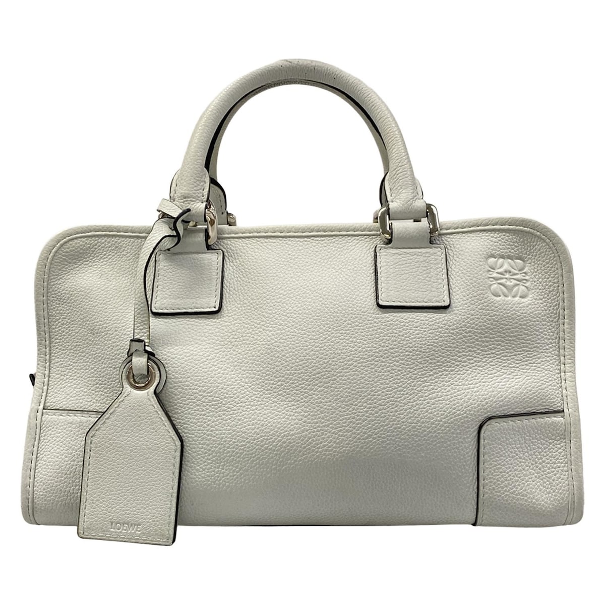 【新着】【中古】LOEWE(ロエベ) アマソナ28 ハンドバッグ ライトブルーグレー レザー