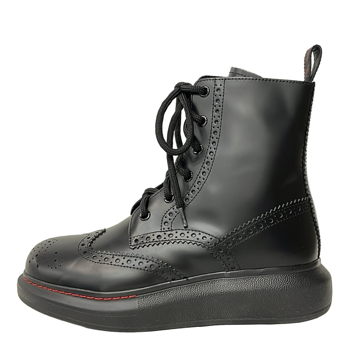 【新着】【中古】ALEXANDER McQUEEN(アレキサンダーマックイーン) ショートブーツ レースアップ/ウィングチップ 黒 レザー