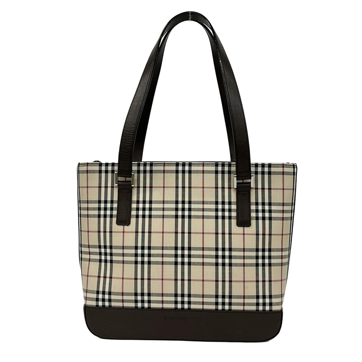 【新着】【中古】BURBERRY/Burberry(バーバリー) トートバッグ チェック柄 ダークブラウン×ベージュ×マルチ レザー 27,743円