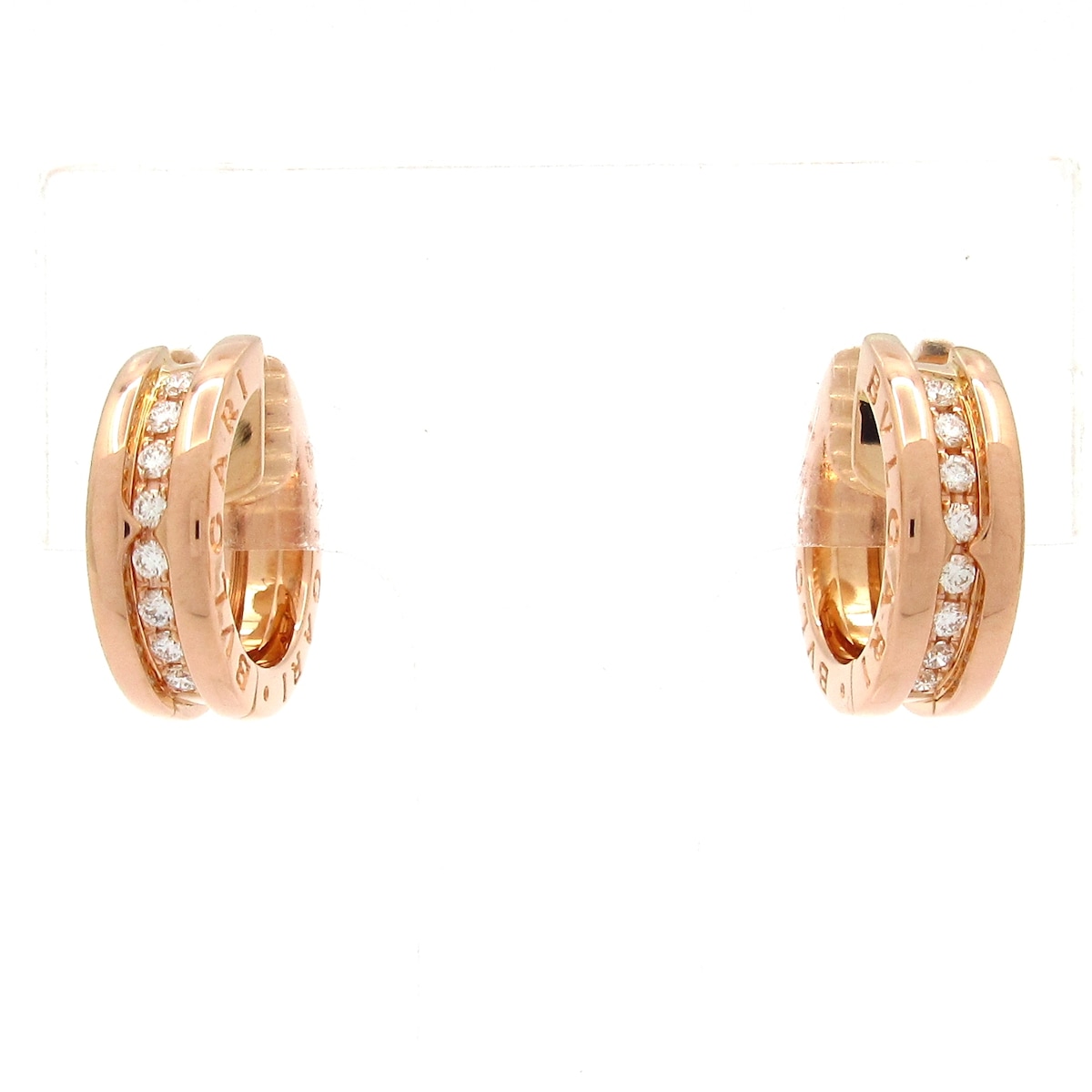 【新着】【中古】BVLGARI(ブルガリ) B-zero1 ピアス ハーフダイヤ/片側8Pダイヤ K18PG×ダイヤモンド