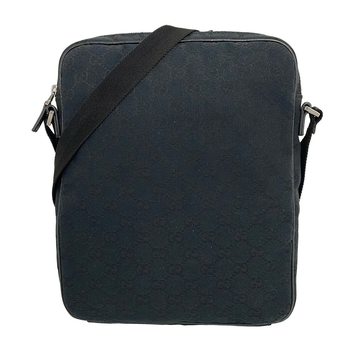【新着】【中古】GUCCI(グッチ) GG柄 ショルダーバッグ 黒 なめし革