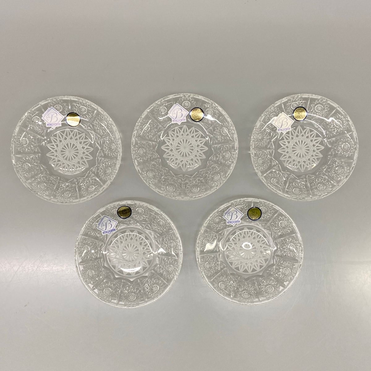 【新着】【中古】Laska Bohemia Glass(ラスカボヘミアガラス) 食器 プレート×5点 クリア