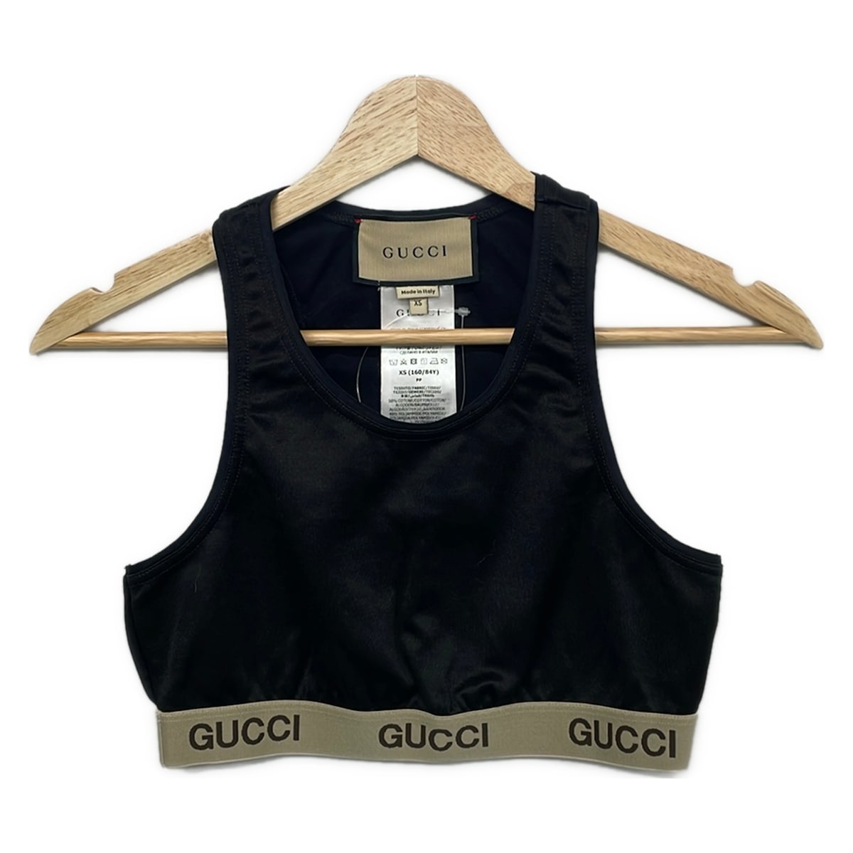 【新着】【中古】GUCCI(グッチ) 貯蔵タンクいの一番 XS/フィットネスウェア 黒×ベージュ