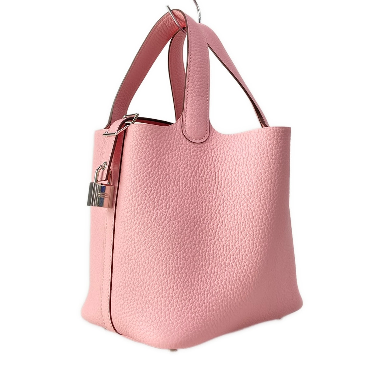 【新着】【中古】HERMES(エルメス) ピコタン鍵を掛けるPM ハンドバック しろがね色金具 サクラ色桜