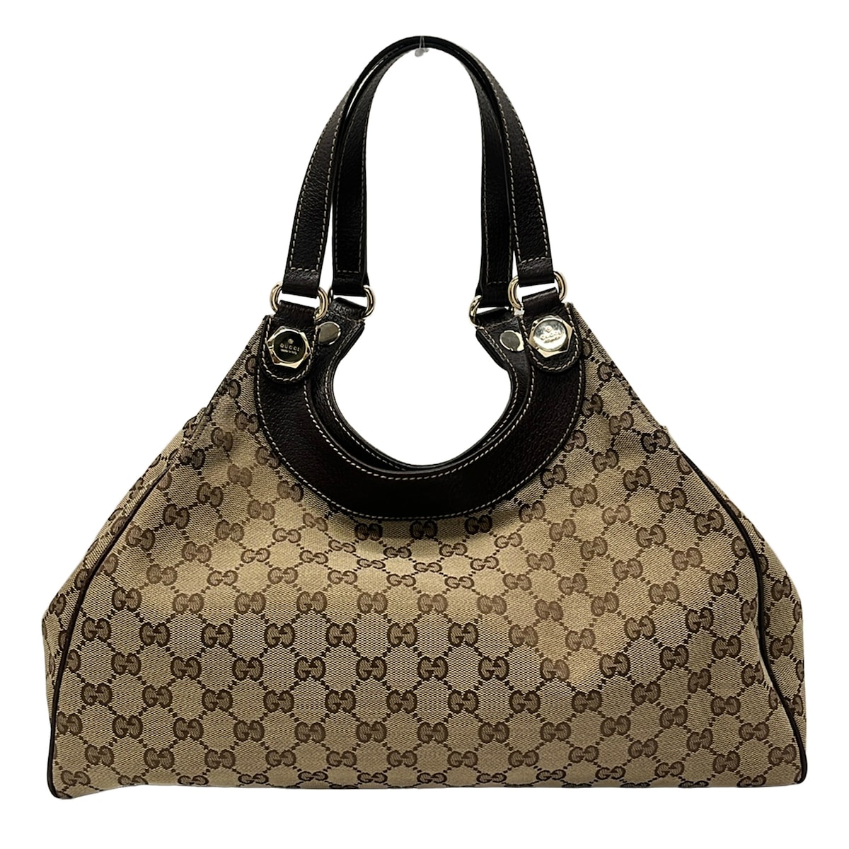 【新着】【中古】GUCCI(グッチ) GG柄/チャーミー ハンドバック ベージュ×赤銅色 なめし革