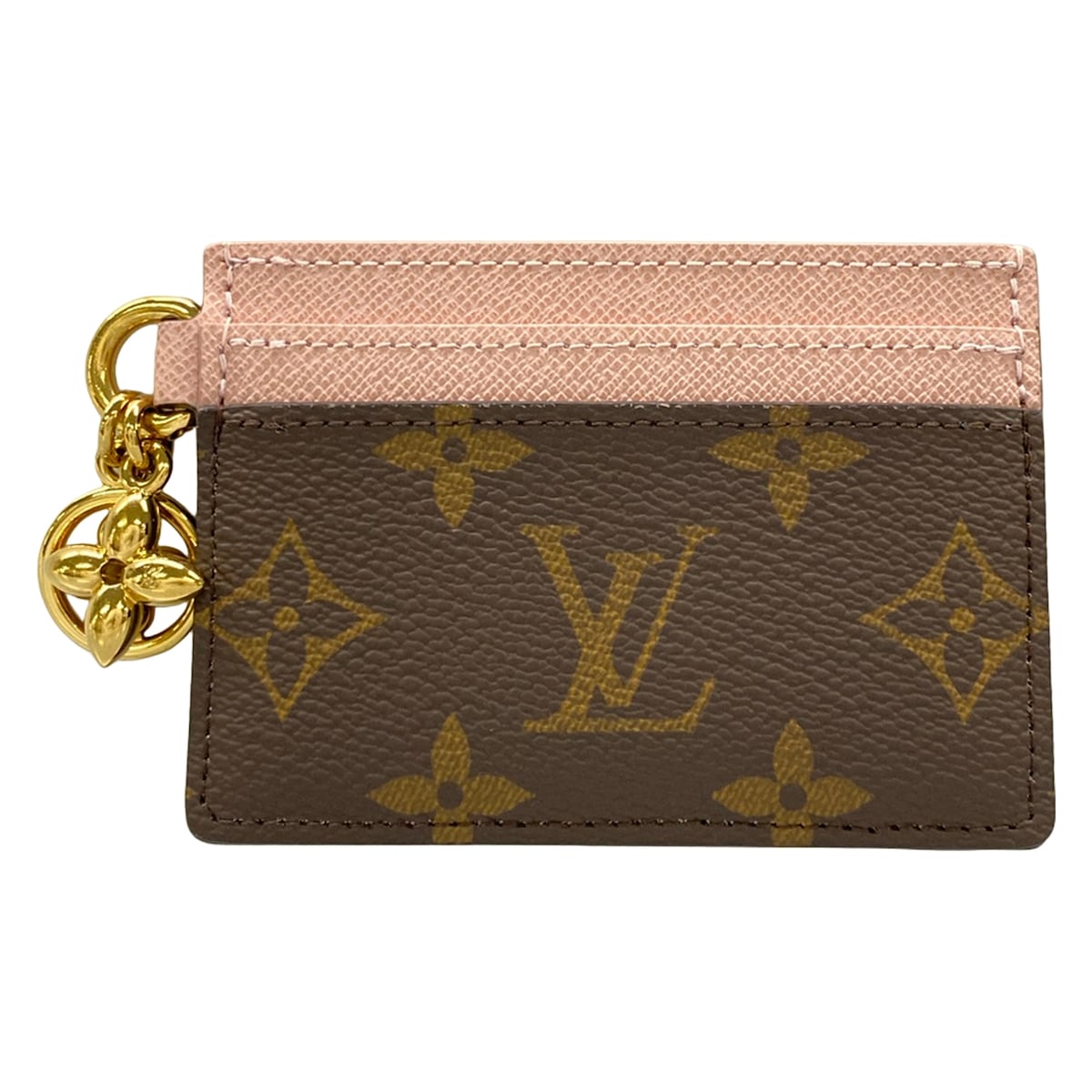 【中古】LOUIS VUITTON(ルイヴィトン) ポルトカルトLV惹きつける 歌留多入れもの ローズバレリーヌ なめし革、牛皮