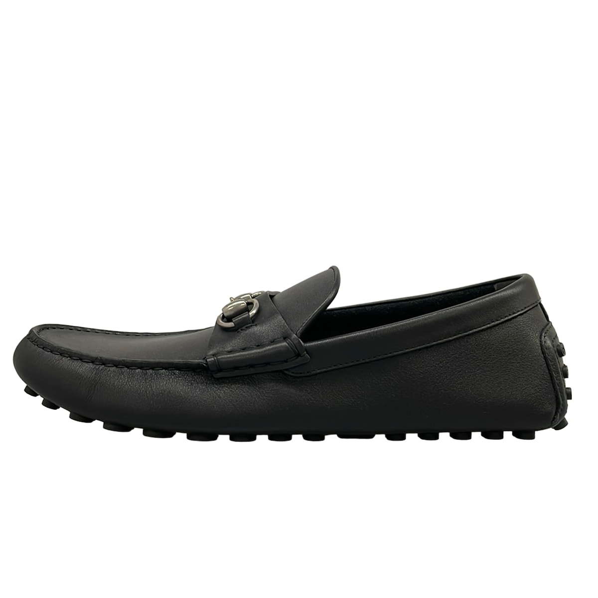 【中古】GUCCI(グッチ) 導管ビット ドライビングシューズ 黒 なめし革