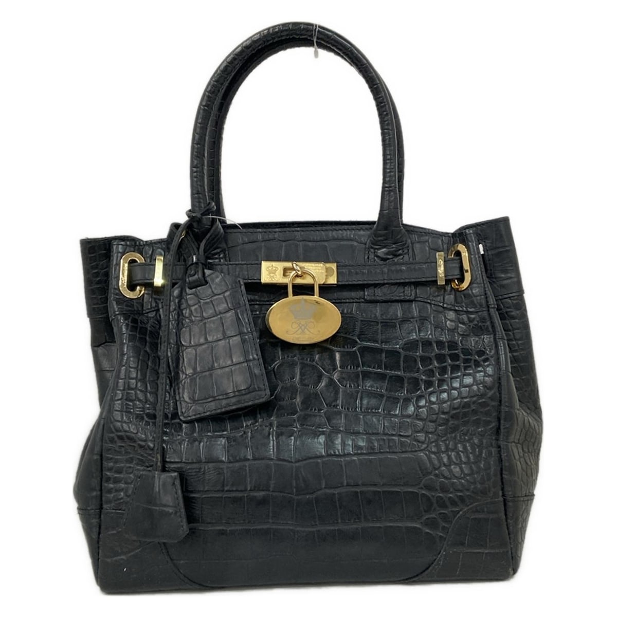 【新着】【中古】AccessoiresDeMademoiselle(ADMJ)(アクセソワ・ドゥ・マドモワゼル) ハンドバッグ 型押し加工 黒 レザー