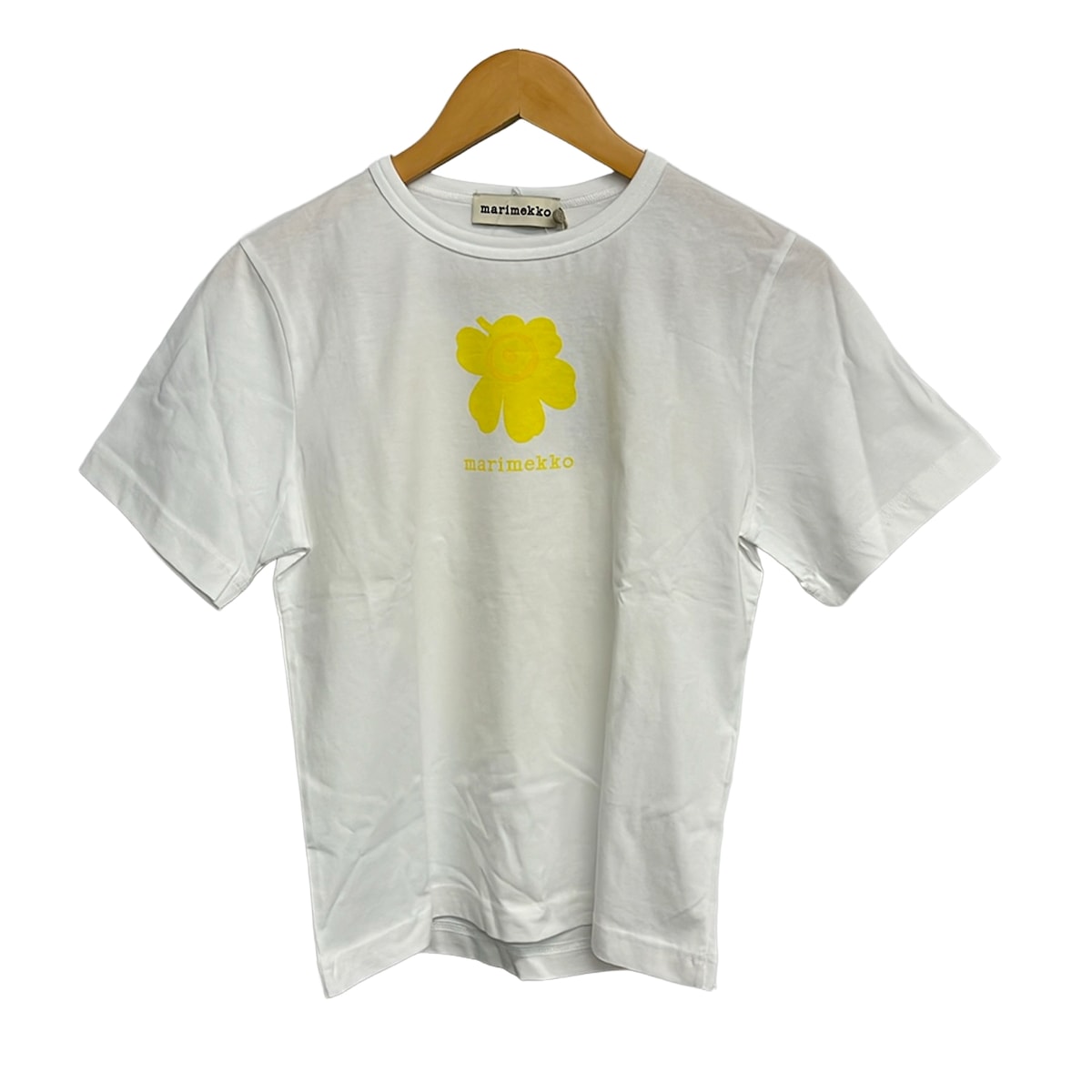【中古】marimekko(マリメッコ) 半袖プルオーバー 労働者の一団のど首 白×黄色
