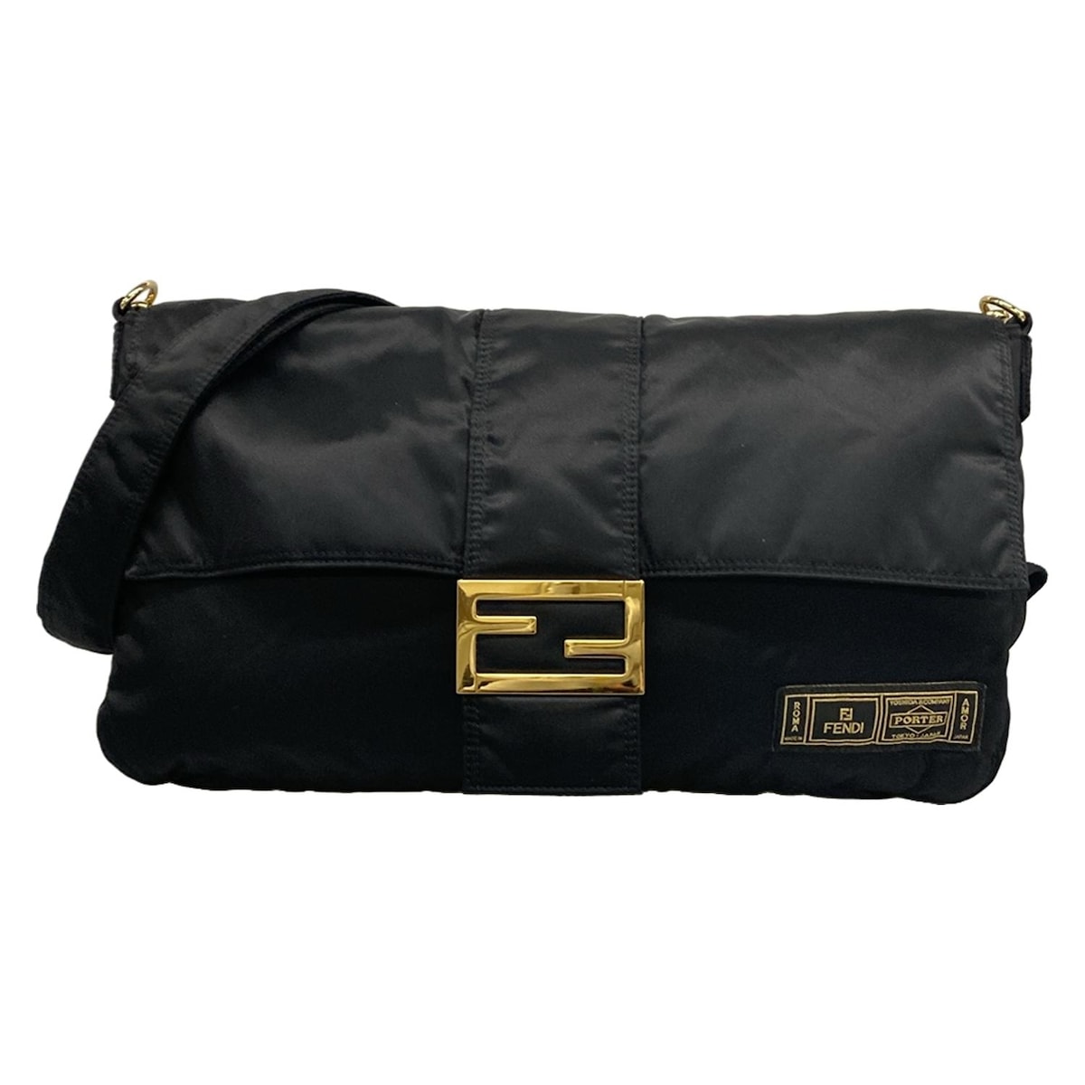 【中古】FENDI(フェンディ) マンマバケット ショルダーバッグ FENDI×PORTER/2way 黒