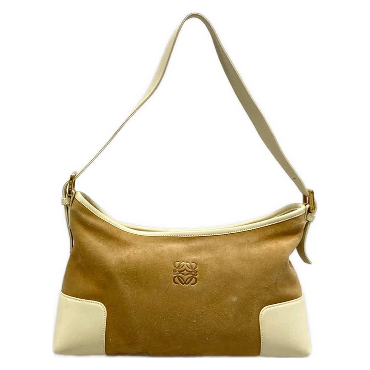 【中古】LOEWE(ロエベ) ショルダーバッグ アナ瓦 ベージュ×象牙色 なめし革