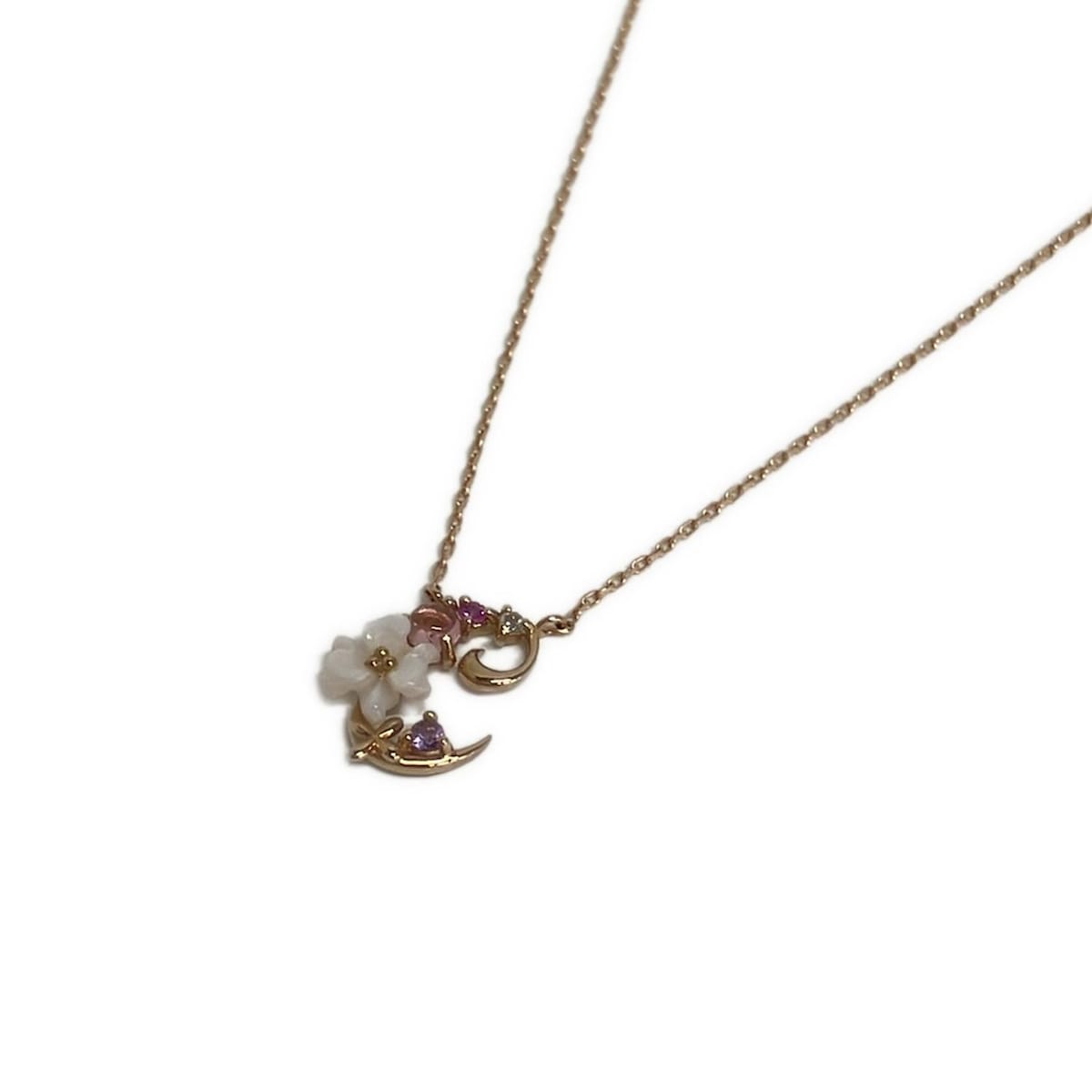 【中古】Samantha Tiara(サマンサ ティアラ) ネックレス フラワー/カラーストーン K18PG×マルチ