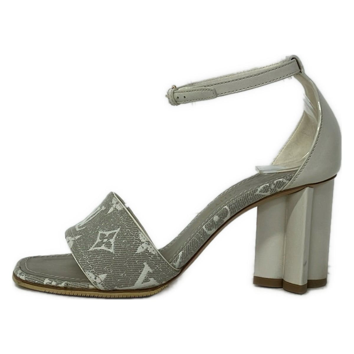 【中古】LOUIS VUITTON(ルイヴィトン) 影ぼうし・生産ライン サンダル サンダル モノグラム/アウトソール張替済 薄墨色×象牙色 なめし革