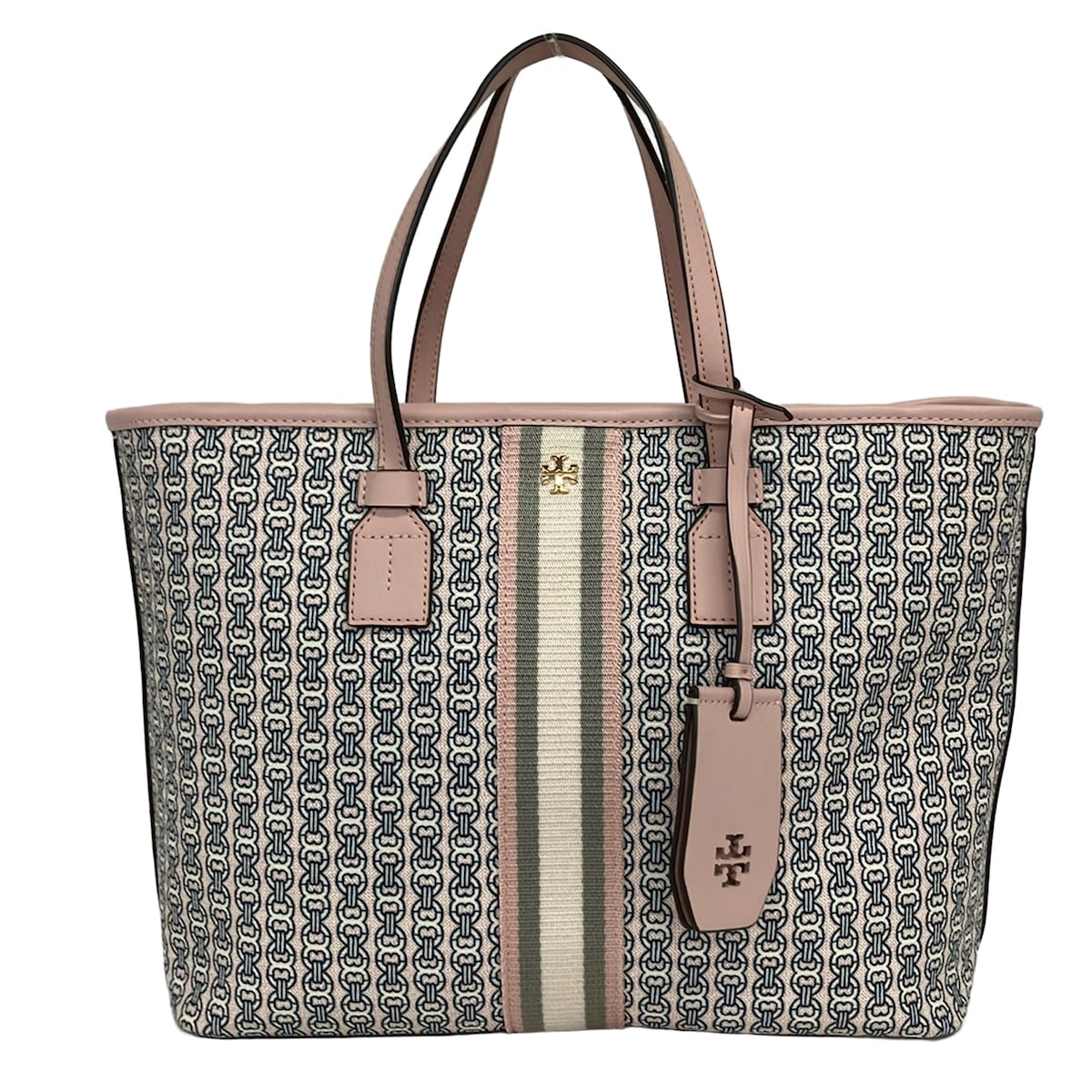【中古】TORY BURCH(トリーバーチ) ショルダーバッグ サクラ色×白×薄墨色 なめし革