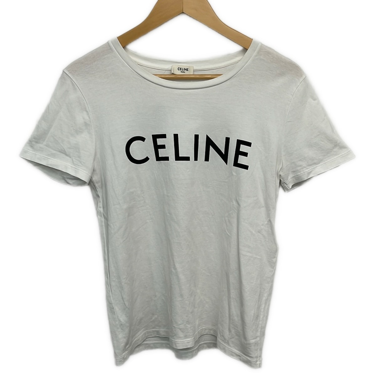 【中古】CELINE(セリーヌ) 半袖プルオーバー 労働者の一団素っ首/ロゴタイプ 白
