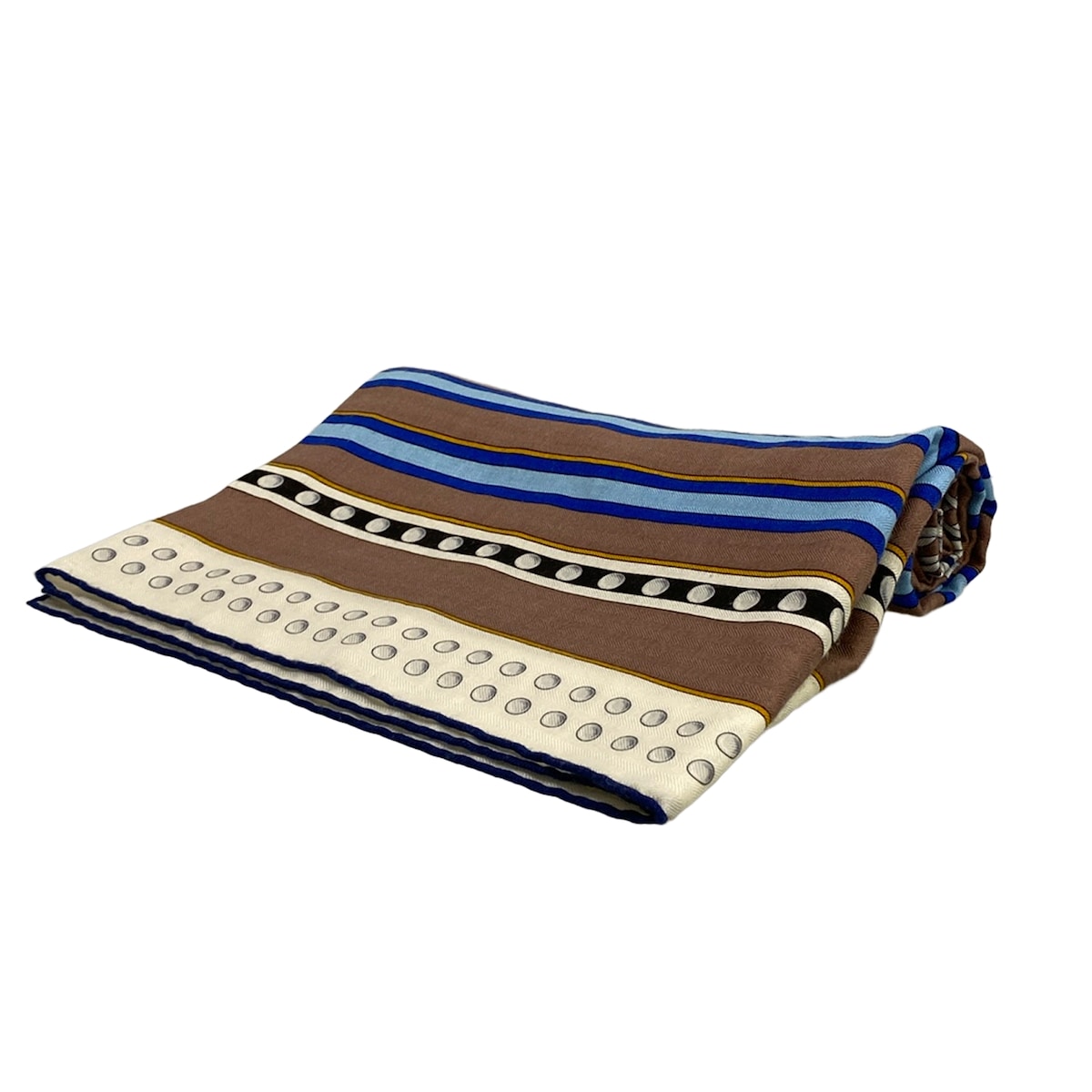 【中古】HERMES(エルメス) カレジェアン/カレ140 袈裟(肩かけ) Grand Tralala/グラントゥラララ 白×赤銅色×マルチ