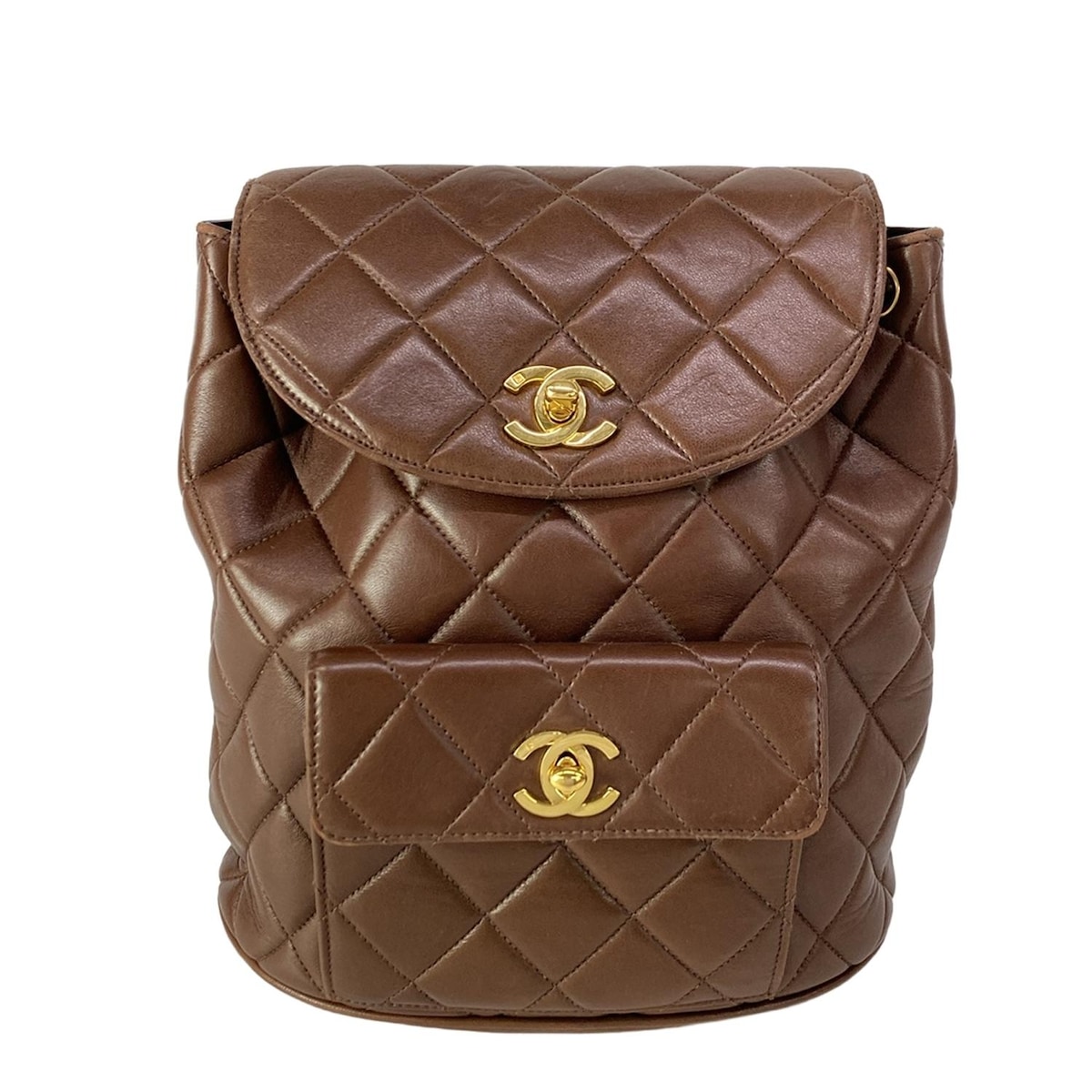 【新着】【中古】CHANEL(シャネル) マトラッセ リュックサック チェーンショルダー/ゴールド金具 ブラウン ラムスキン