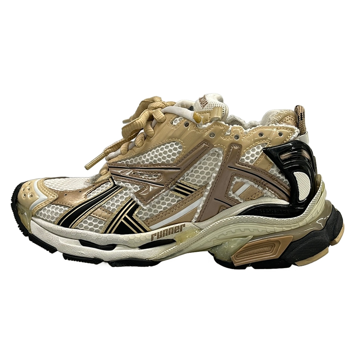 【中古】BALENCIAGA(バレンシアガ) RUNNER(走者) スニーカー ユーズド産業 白×ベージュ×黒