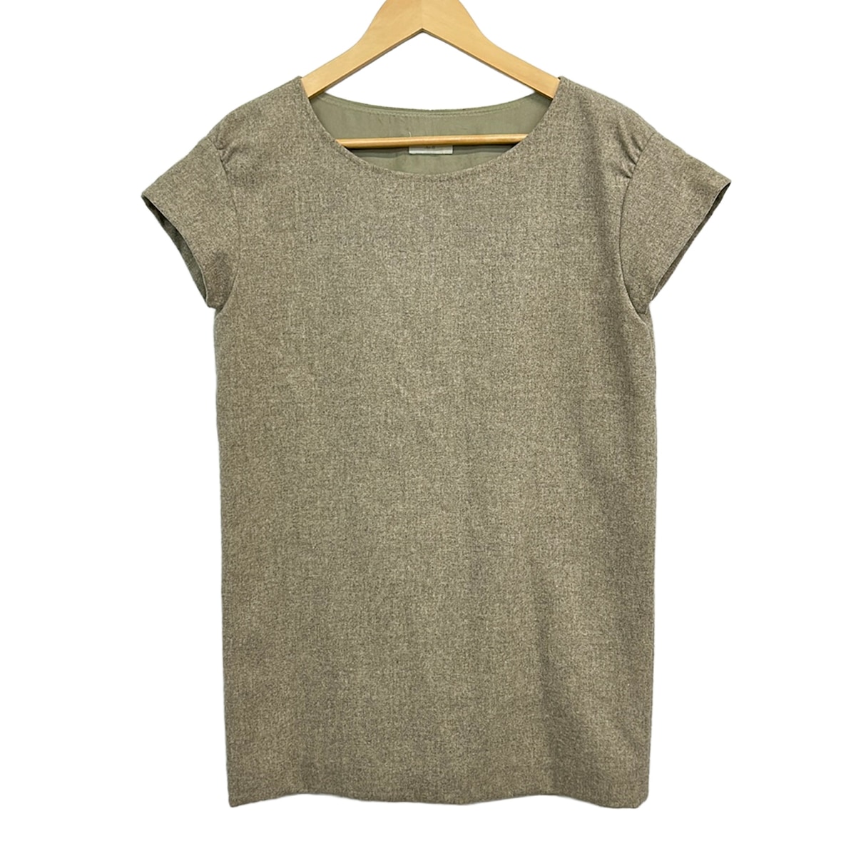 【新着】【中古】DRIES VAN NOTEN(ドリスヴァンノッテン) 衣装 労働者の一団のど首/半袖/ミニ 薄墨色ベージュ
