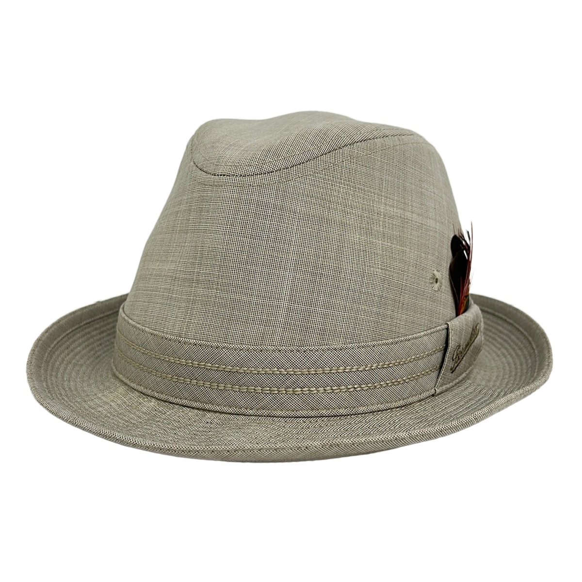 【中古】Borsalino(ボルサリーノ) ハット グレーベージュ&times;ダークブラウン&times;レッド ウール、フェザー｜ブランディア　店