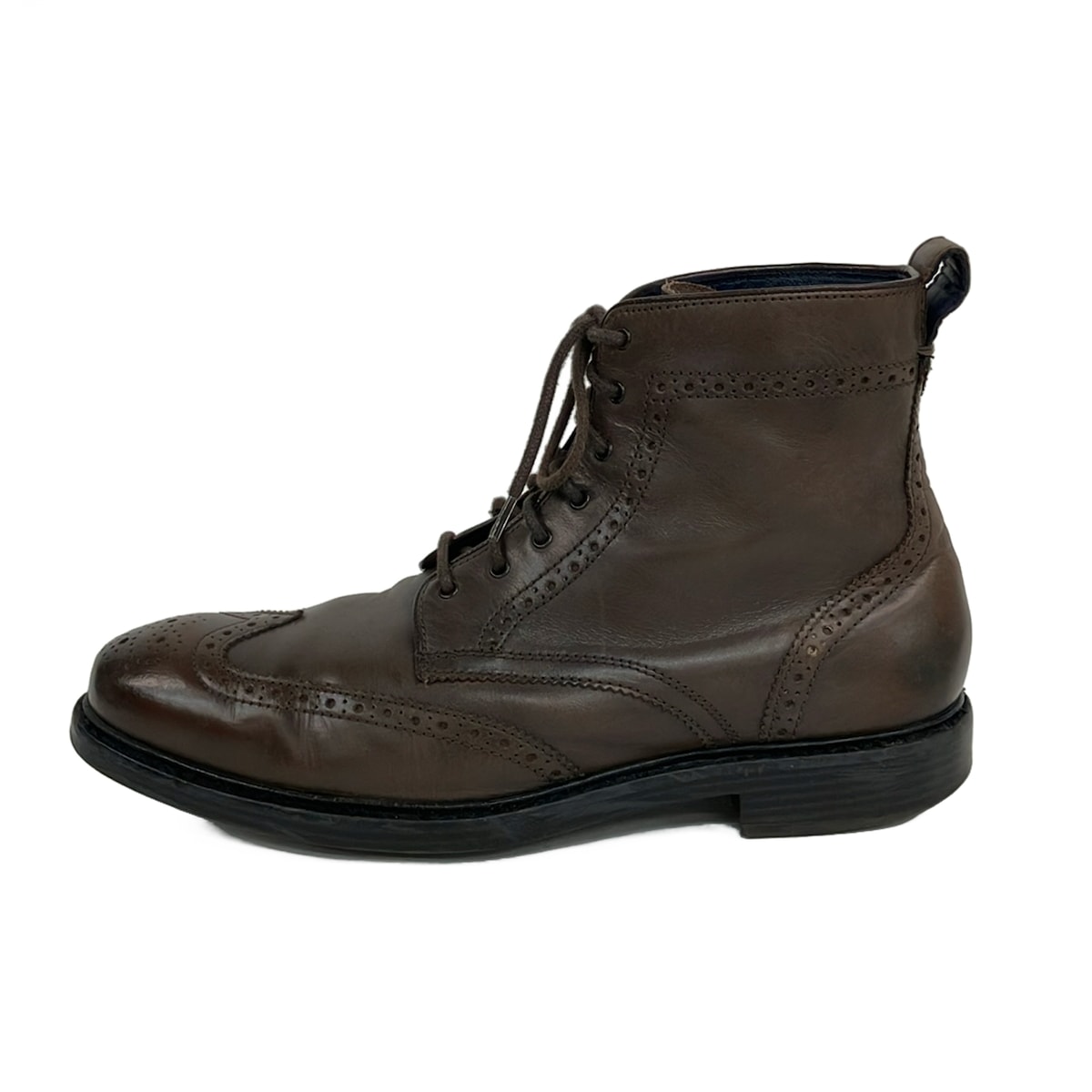 【新着】【中古】COLE HAAN(コールハーン) ショートブーツ ウィングチップ ダークブラウン レザー